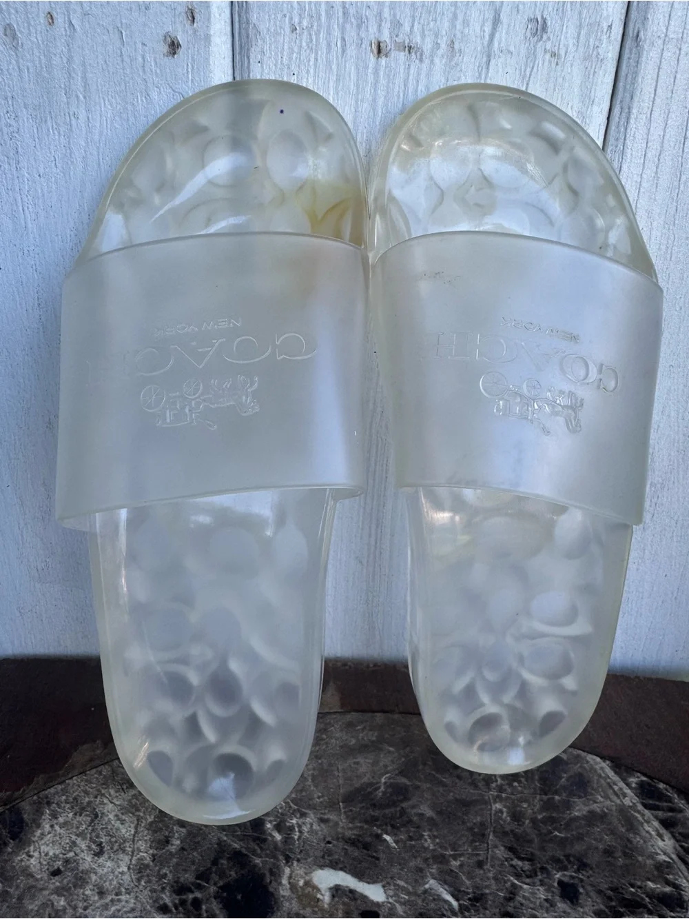 Coach Kids Frosted Clear Slide Sandals
